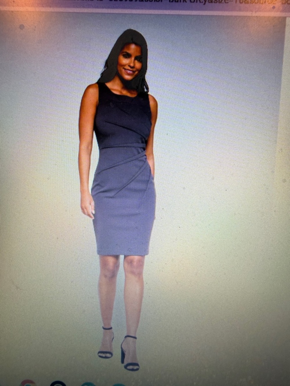 Calvin Klein Sleeveless Gray Sheath Dress with Pleated Front - Picture 3 of 3